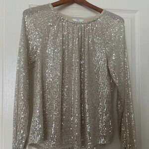 Time and Tru Cream Sequin Top